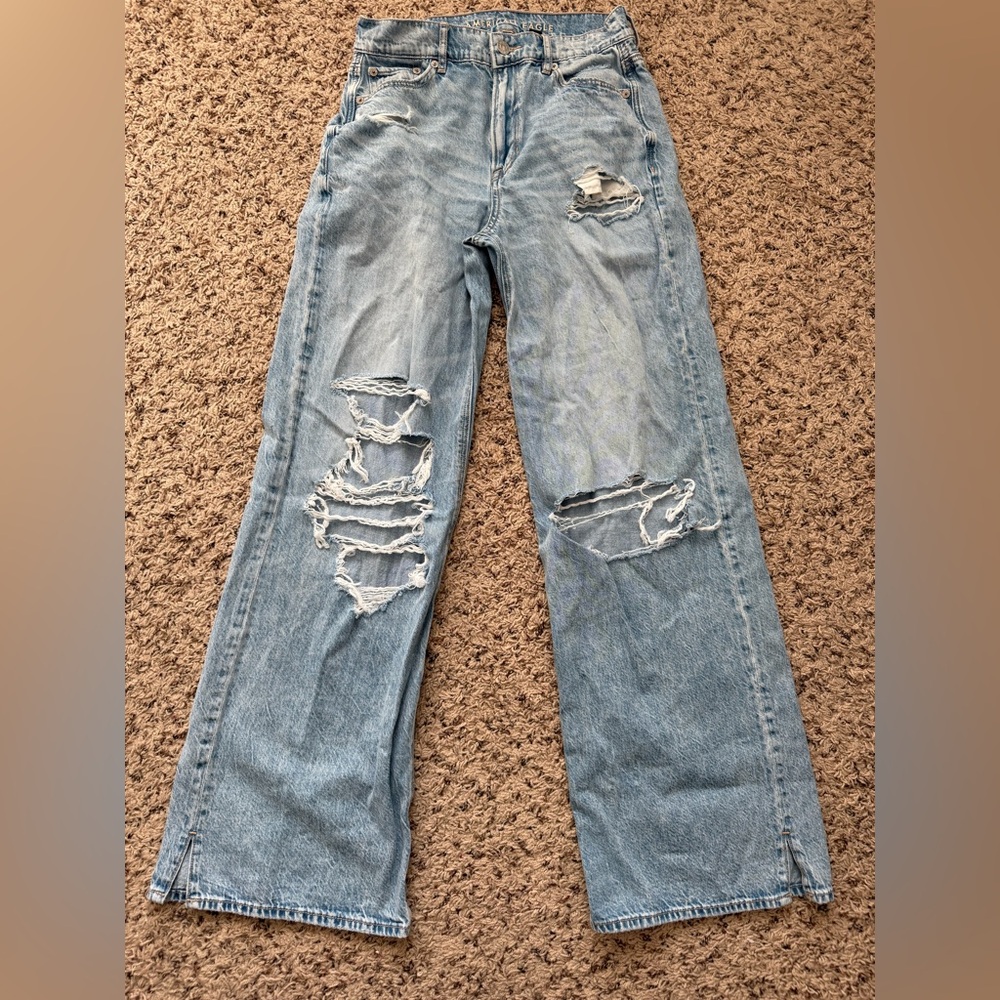 American Eagle Super high rise baggy jean sz 0R